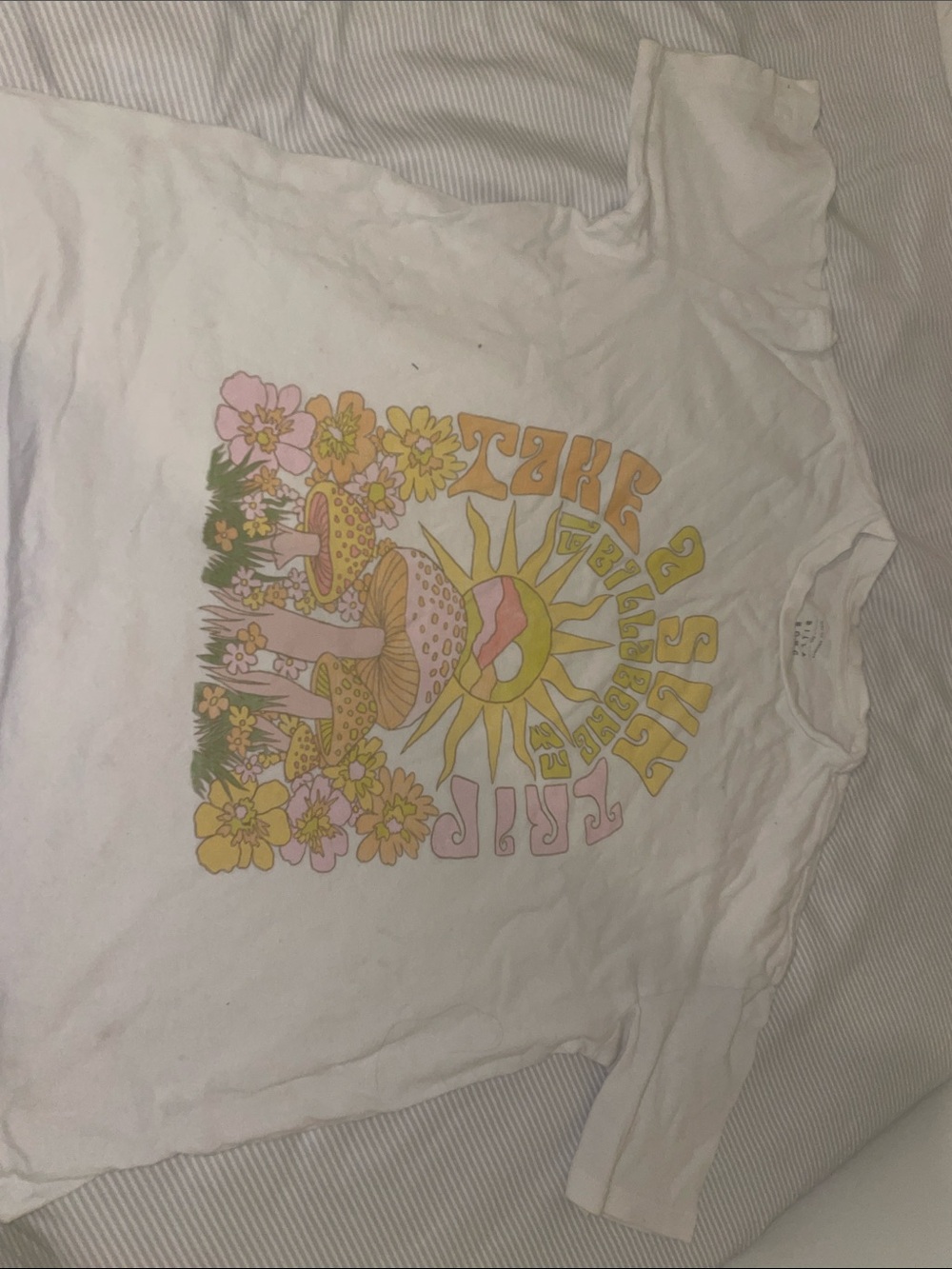 Billabong White Short-Sleeve Tee with Pink & Yellow Floral Sun Graphic
